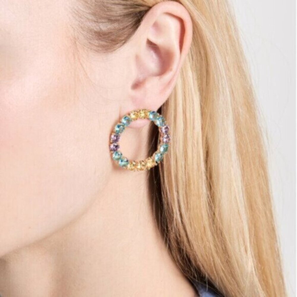 Lele Sadoughi Crystal Circulo Ombre Earrings 1 1/8" Diameter